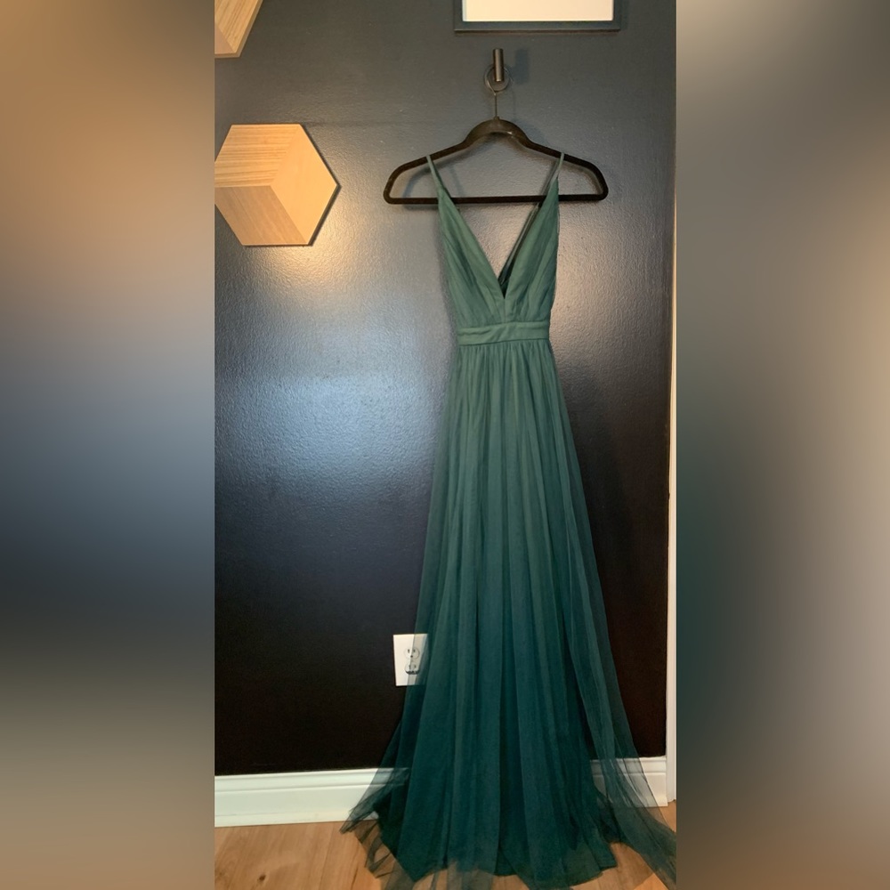 NWT Lulus Green Tulle Maxi Dress - Picture 2 of 6